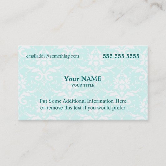 Führungskraft Blau und Weiß Damask Visitenkarte (Vorderseite)