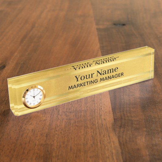 Führungskraft Brass Desktop Mini Gold Clock Namens Namensplakette (Seite)