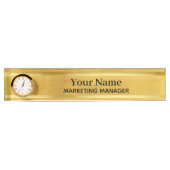 Führungskraft Brass Desktop Mini Gold Clock Namens Namensplakette (Vorderseite)