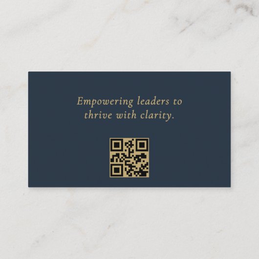 Führungskraft Coach Navy Blue Gold QR Code Visitenkarte (Rückseite)