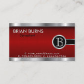 Führungskraft Dunkelrot und Stahlmonogramm Visitenkarte (Vorderseite)