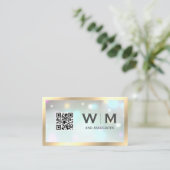 Führungskraft Gold Classic Monogramm | QR CODE Bus Visitenkarte (Stehend Vorderseite)