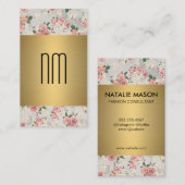 Führungskraft Gold Floral Pattern Serie mit Monogr Visitenkarte (Vorne/Hinten)