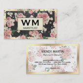 Führungskraft Gold Frame Floral Muster Visitenkarte (Vorne/Hinten)