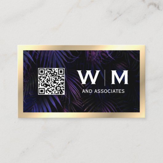Führungskraft Gold Monogram | QR CODE Visitenkarte (Vorderseite)