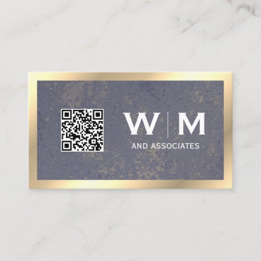 Führungskraft Gold Textur Monogramm | qr Code Visitenkarte (Vorderseite)