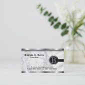 Führungskraft Gray Marble Monogram Visitenkarte (Stehend Vorderseite)