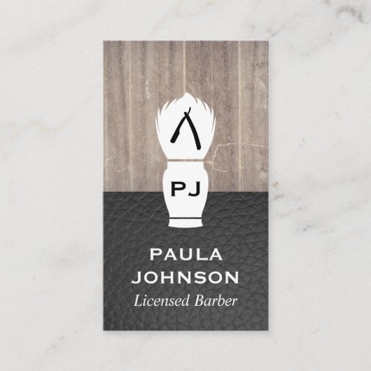 Führungskraft Holz Leder Barber Blade Visitenkarte (Vorderseite)