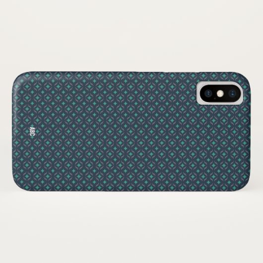 Führungskraft iPhone X Case Blue Muster Mit Monogr (Rückseite (Horizontal))