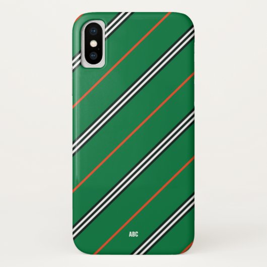 Führungskraft iPhone X Case Green Striping Mit Mon (Rückseite)