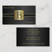 Führungskraft-klassisches schwarzes Monogramm Visitenkarte (Vorne/Hinten)