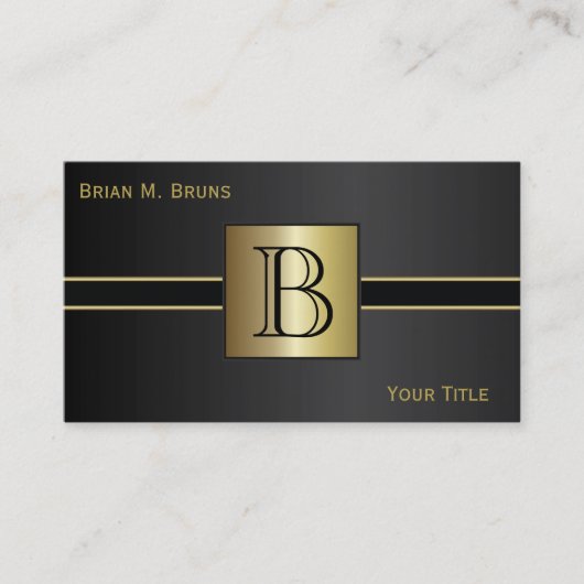 Führungskraft-klassisches schwarzes Monogramm Visitenkarte (Vorderseite)