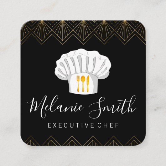 Führungskraft Koch Art Deco Trim Quadratische Visitenkarte (Vorderseite)