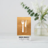 Führungskraft Koch Gold Ledermatte Visitenkarte (Stehend Vorderseite)