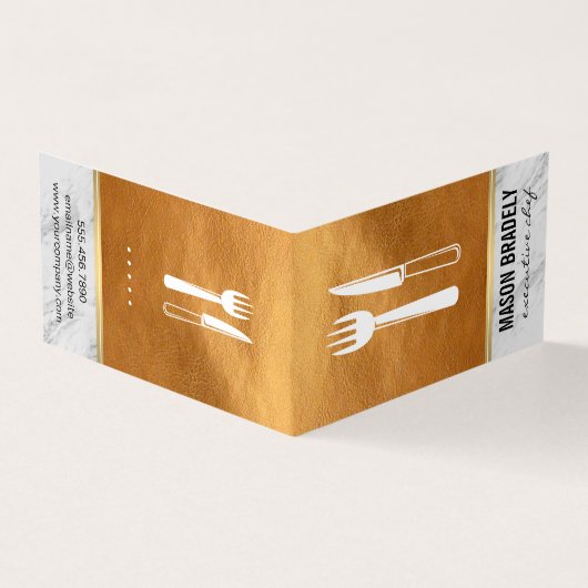 Führungskraft Koch Gold Ledermatte Visitenkarten (Vorderseite)