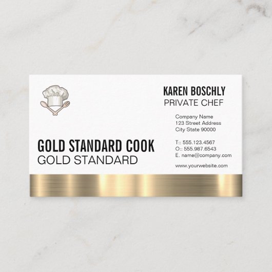 Führungskraft Koch | Goldmetallschneide Visitenkarte (Vorderseite)