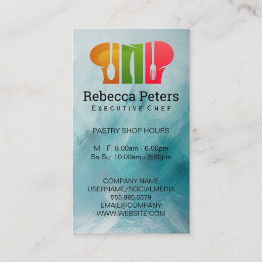 Führungskraft Koch | Koch-Hat-Dinnware-Logo Visitenkarte (Vorderseite)