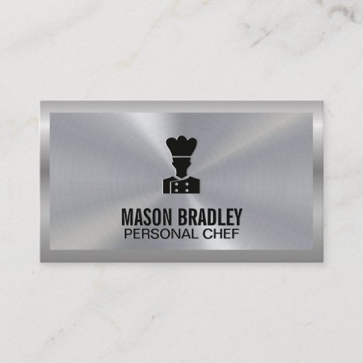 Führungskraft Koch | Kulinarischer Silbermetall Visitenkarte (Vorderseite)