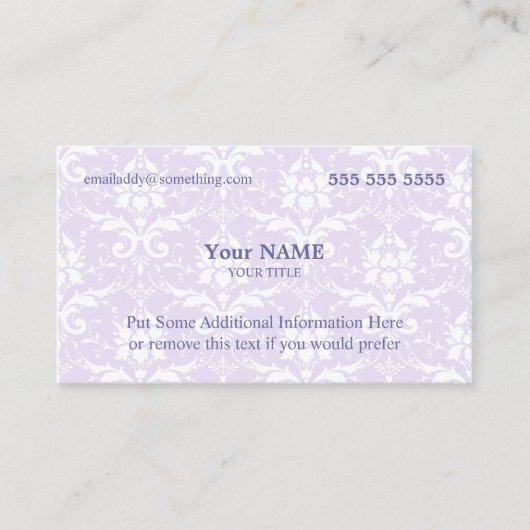 Führungskraft Lavendel und White Damask Visitenkarte (Vorderseite)