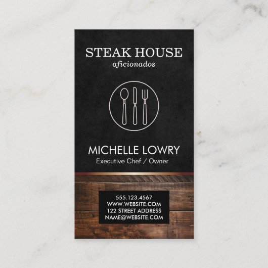 Führungskraft Lux Black Silverware und Holz Visitenkarte (Vorderseite)