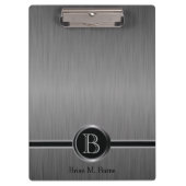 Führungskraft Monogram Design - Black Brush Steel Klemmbrett (Vorderseite)