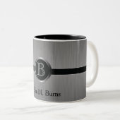 Führungskraft Monogram Design - Black Brush Steel Zweifarbige Tasse (VorderseiteRechts)