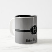 Führungskraft Monogram Design - Black Brush Steel Zweifarbige Tasse (Vorderseite Links)