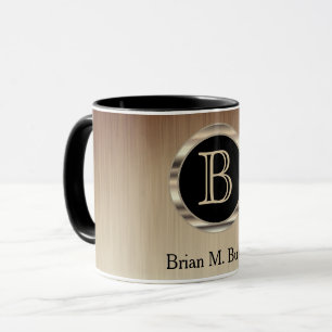 Führungskraft Monogram Design - Citrine Brush Stee Tasse