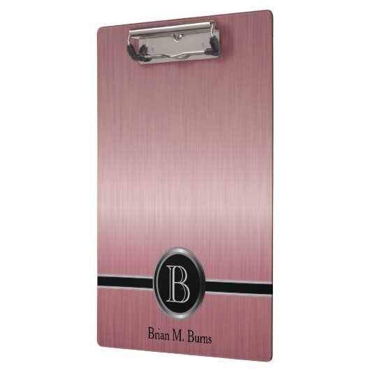 Führungskraft Monogram Design - Ruby Brush Steel Klemmbrett (Links)