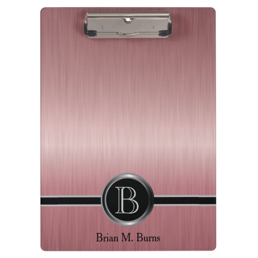 Führungskraft Monogram Design - Ruby Brush Steel Klemmbrett (Vorderseite)