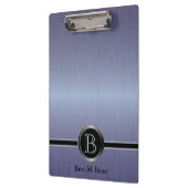 Führungskraft Monogram Design - Saphire Brush Stee Klemmbrett (Links)