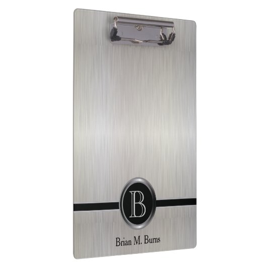 Führungskraft Monogram Design - Weißer Pinselstahl Klemmbrett (Rechts)