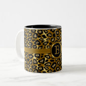 Führungskraft Monogram - Gold & Black Leopard Must Zweifarbige Tasse (Vorderseite Links)