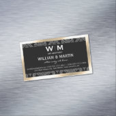 Führungskraft Monogram Gold Border Damask Magnetische Visitenkarte (Beispiel)
