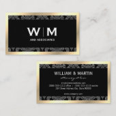 Führungskraft Monogram Gold Border Damask Visitenkarte (Vorne/Hinten)