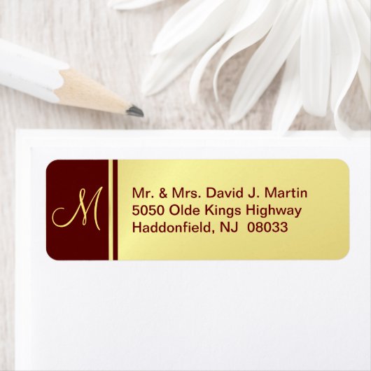 Führungskraft Monogram Labels - Gold & Burgund (Insitu)