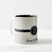 Führungskraft-Monogramm-Design | Weißer Brush Zweifarbige Tasse (Vorderseite Links)