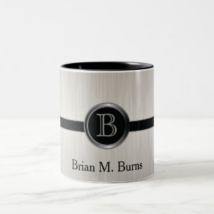 Führungskraft-Monogramm-Design   Weißer Brush Zweifarbige Tasse