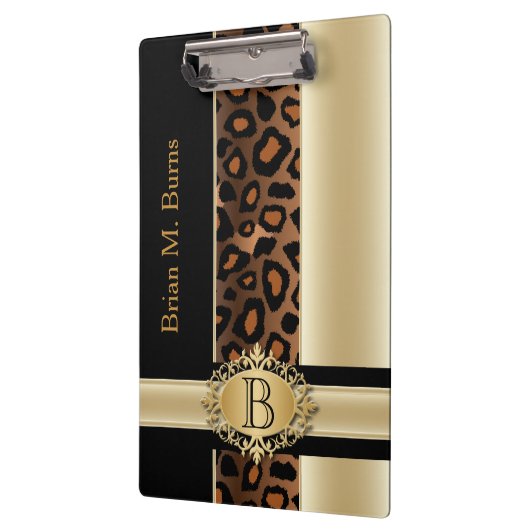 Führungskraft-Monogramm-Leopard-Entwurf | Klemmbrett (Links)