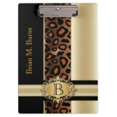 Führungskraft-Monogramm-Leopard-Entwurf | Klemmbrett (Vorderseite)