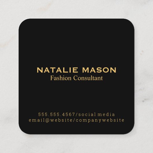 Führungskraft Monogramm | Schiefer Brushed Quadratische Visitenkarte (Rückseite)