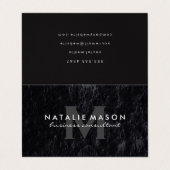 Führungskraft Monogramm | Schwarze Textur Visitenkarten (Außenseite Aufgefaltet)