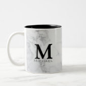 Führungskraft-Monogramm-weißer grauer Marmor Zweifarbige Tasse (Links)