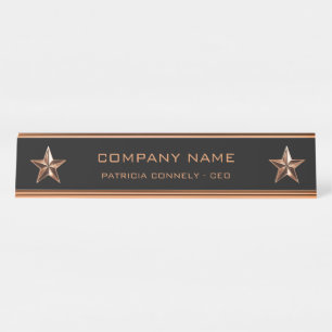 Führungskraft Rose Gold Star Company Schreibtischnamensplakette