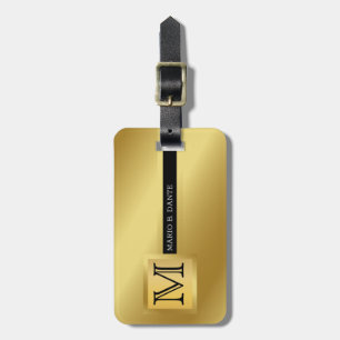 Führungskraft Schwarz und Gold-Metal-Monogramm Gepäckanhänger