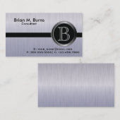 Führungskraft Tanzanite Brush Steel Monogram Visitenkarte (Vorne/Hinten)