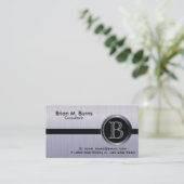 Führungskraft Tanzanite Brush Steel Monogram Visitenkarte (Stehend Vorderseite)