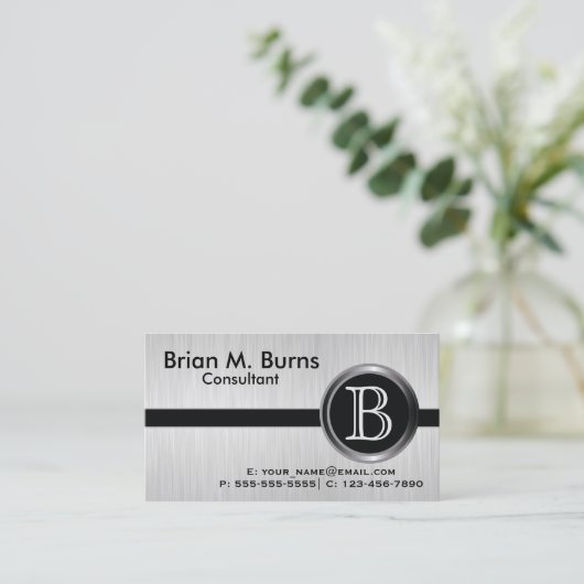 Führungskraft Weißstahl-Monogramm Visitenkarte (Stehend Vorderseite)