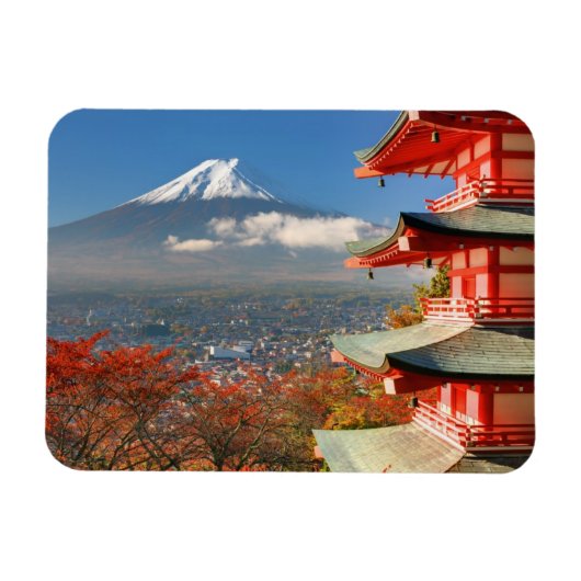 Fuji aus der Ferne von Chureito Pagoda Magnet (Horizontal)