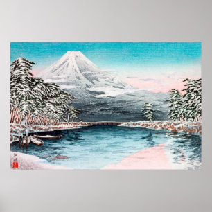 Fuji aus Tagonoura, Schneeszene Poster